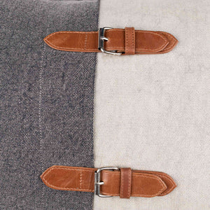 Surya Branson 14"L X 22"W Rustic Leather & Cotton Lumbar Pillow - Stylish Comfort For Your Home Decor Medium Gray Cotton,Leather,Cotton Bsn001-2214d