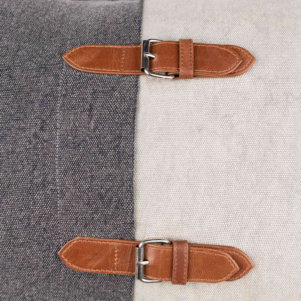 Surya Branson 14"L X 22"W Rustic Leather & Cotton Lumbar Pillow - Stylish Comfort For Your Home Decor Medium Gray Cotton,Leather,Cotton Bsn001-2214d