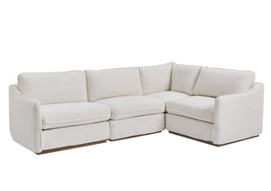 A.R.T. Furniture Alias Modular Sectional Sofa - Luxurious Slipcovered Design In Vanilla & Light Oak Finish For Chic Living White Slipcover In A Polyester,Linen Blend Fabric,In A Vanilla Coloration 761508-5302s4