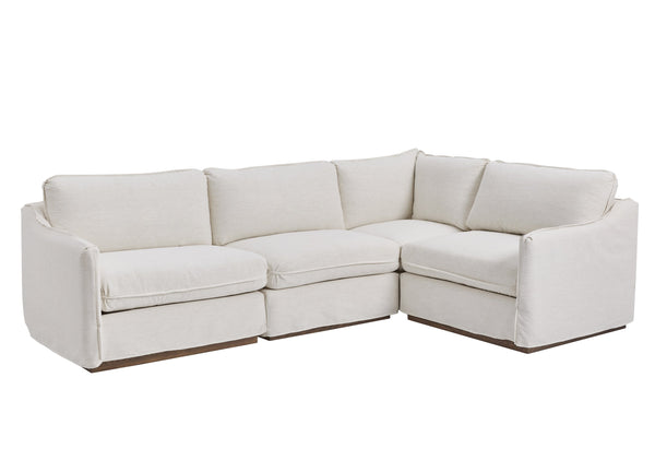 A.R.T. Furniture Alias Modular Sectional Sofa - Luxurious Slipcovered Design In Vanilla & Light Oak Finish For Chic Living White Slipcover In A Polyester,Linen Blend Fabric,In A Vanilla Coloration 761508-5302s4