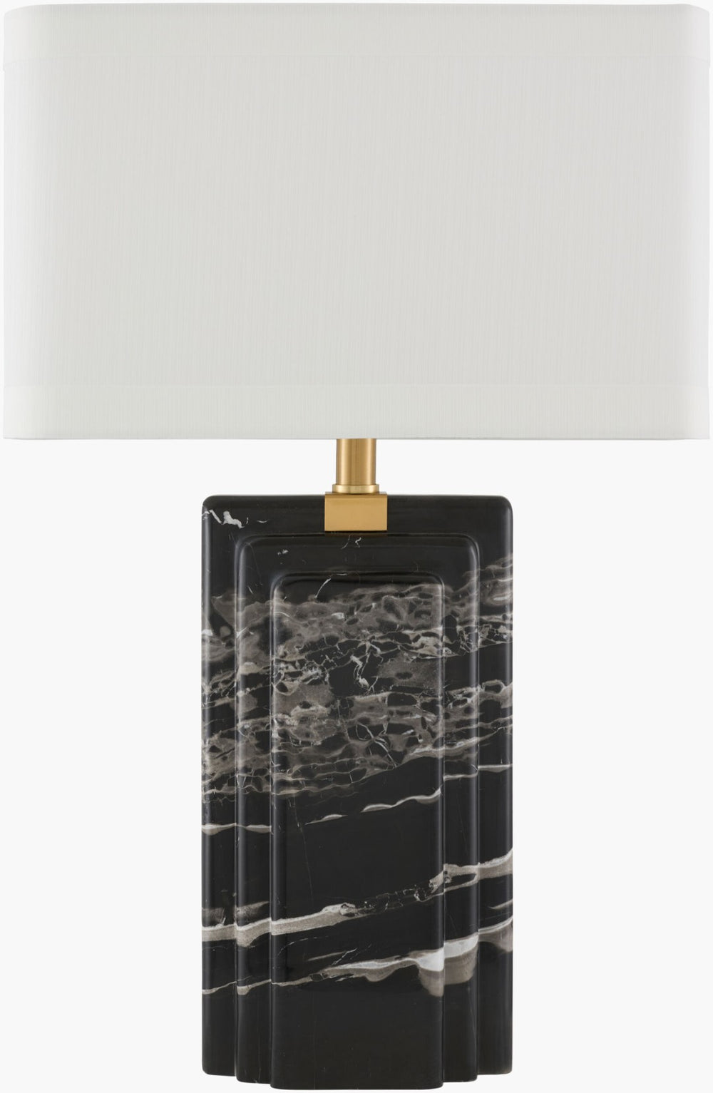 Surya Basalto Solid Marble Table Lamp with Linen Shade Arts and Crafts Ambient Glow BSO-001