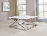 English Elm Steve Silver - Zurich - Faux White Marble Top - White