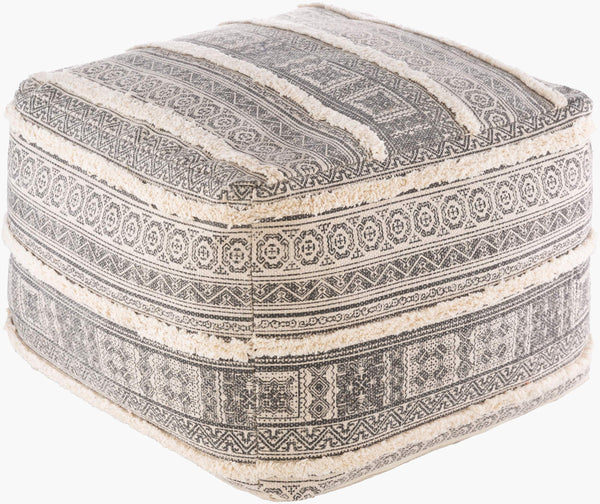 Surya Busan Pouf - 14"H X 20"W X 20"D Stylish Cotton & Polybead Accent For Modern Global Home Decor Beige Cotton,Cotton,Polybeads Bspf001-202014