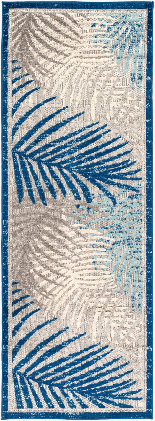Livabliss Big Sur Tropical Coastal Polypropylene Accent Rug for Entryways and High Traffic Spaces Blue, Aqua 2'7" x 7'3" BSR2312-2773
