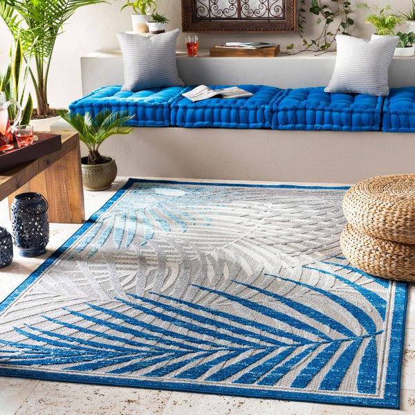 Livabliss Big Sur Tropical Coastal Polypropylene Accent Rug for Entryways and High Traffic Spaces Blue, Aqua 2' x 2'11" BSR2312-23