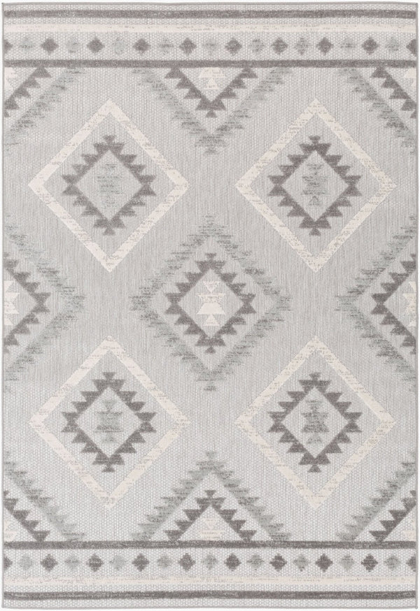 Livabliss Big Sur Moroccan Geometric Polypropylene Indoor Outdoor Accent Rug for Patio Entryway Charcoal, Mediu 7'10" x 10'2" BSR2313-710103