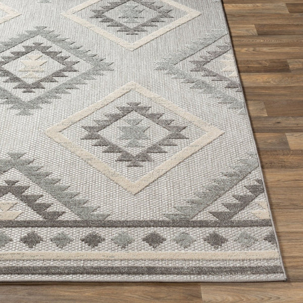 Livabliss Big Sur Moroccan Geometric Polypropylene Indoor Outdoor Accent Rug for Patio Entryway Charcoal, Mediu 7'10" x 10'2" BSR2313-710103