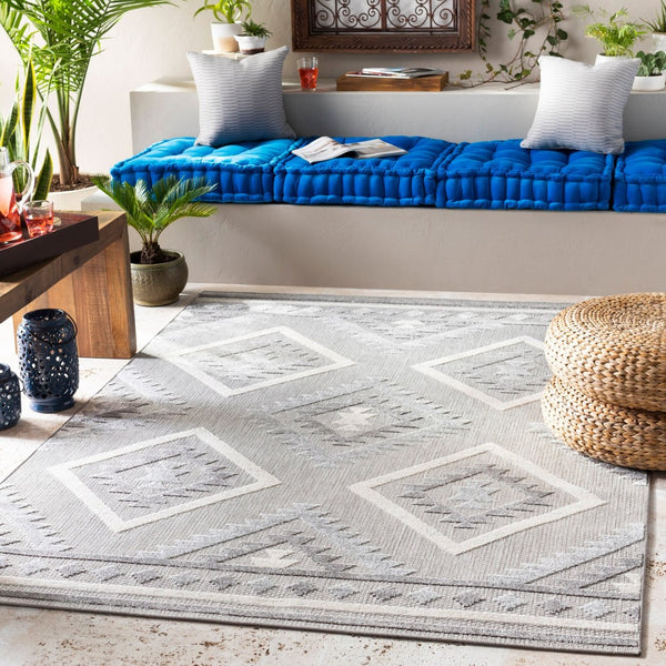 Livabliss Big Sur Moroccan Geometric Polypropylene Indoor Outdoor Accent Rug for Patio Entryway Charcoal, Mediu 7'10" x 10'2" BSR2313-710103