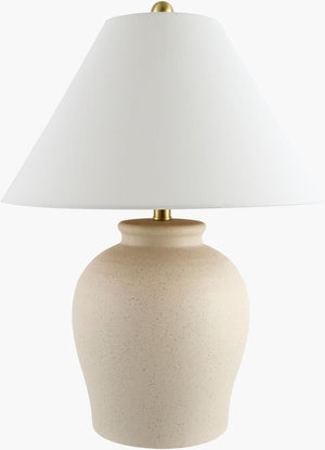 Livabliss Besson Ceramic Base Table Lamp with Dual Layer Linen Shade for Ambient Glow BSS-001