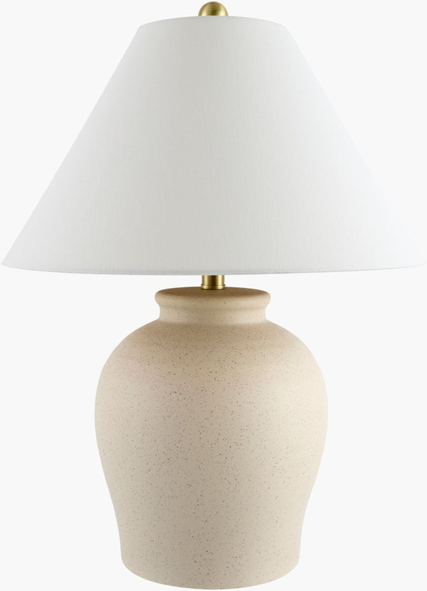 Livabliss Besson Ceramic Base Table Lamp with Dual Layer Linen Shade for Ambient Glow BSS-001
