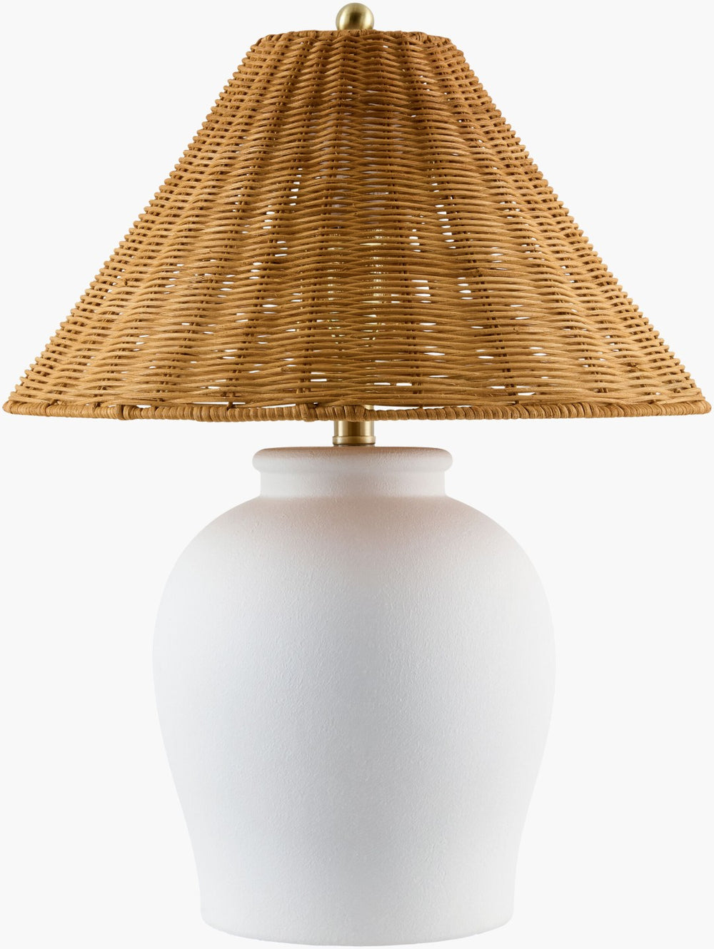 Livabliss Besson Ceramic Table Lamp with Woven Rattan Shade Artisan Bohemian Warm Ambient Glow BSS-005