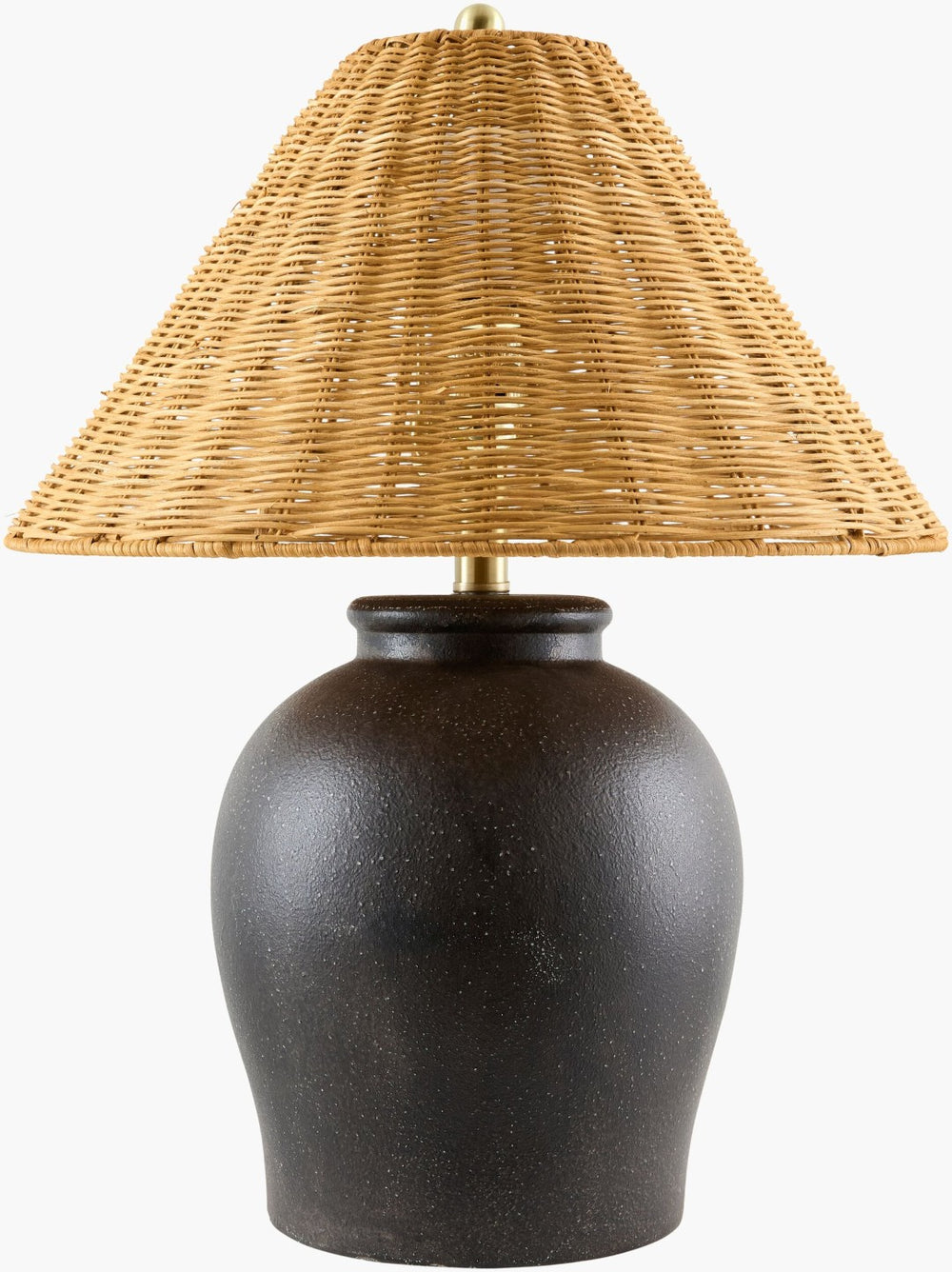 Livabliss Besson Ceramic Table Lamp with Woven Rattan Shade for Warm Ambient Living Spaces BSS-011