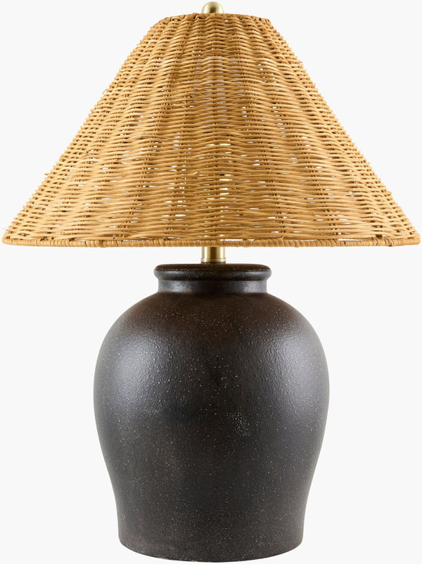 Livabliss Besson Ceramic Table Lamp with Woven Rattan Shade for Warm Ambient Living Spaces BSS-011