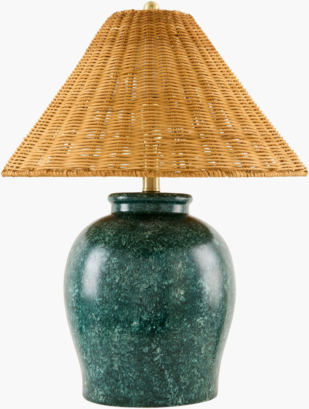 Livabliss Besson Ceramic Table Lamp with Woven Rattan Shade Arts and Crafts Handcrafted Style BSS-017