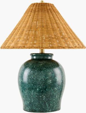 Livabliss Besson Ceramic Table Lamp with Woven Rattan Shade Arts and Crafts Handcrafted Style BSS-017