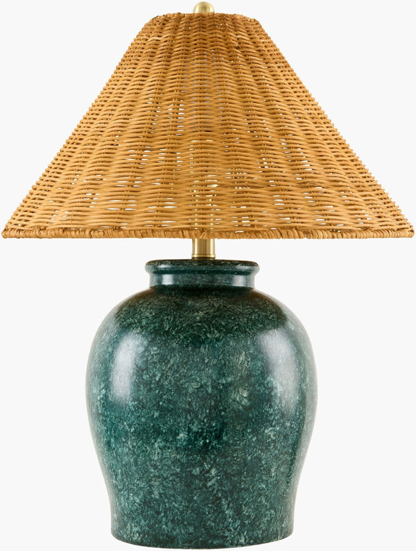 Livabliss Besson Ceramic Table Lamp with Woven Rattan Shade Arts and Crafts Handcrafted Style BSS-017