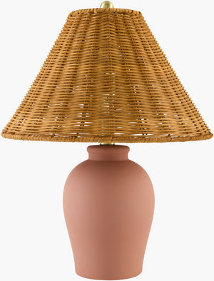 Livabliss Besson Artisan Ceramic Table Lamp with Linen Rattan Shade for Warm Ambient Glow BSS-029