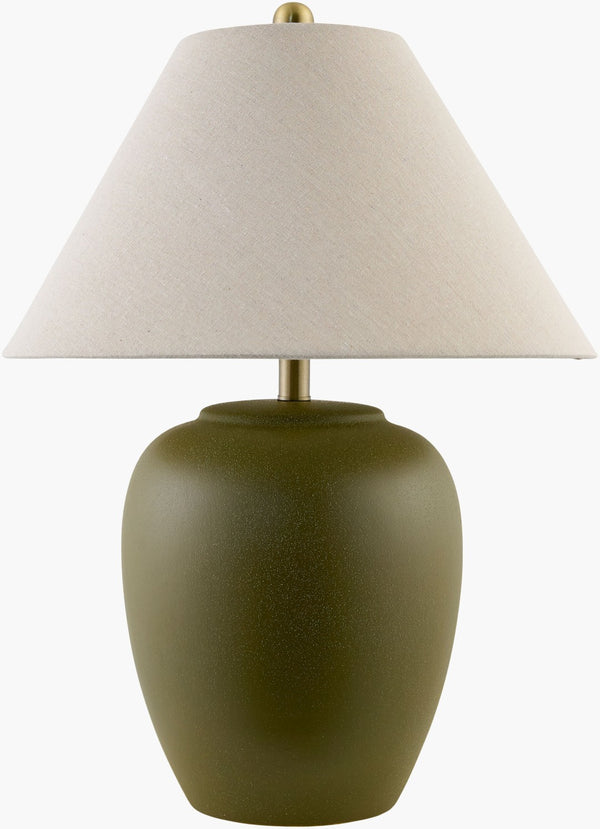 Livabliss Bastille Ceramic Table Lamp with Linen Shade Iron Finial for Bedroom or Living Room BST-003
