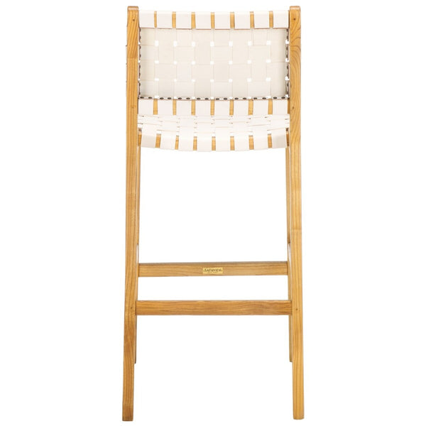 Safavieh Adah Leather Bar Stool White / Natural BST1014E