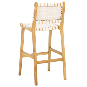 Safavieh Adah Leather Bar Stool White / Natural BST1014E