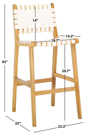 Safavieh Adah Leather Bar Stool White / Natural BST1014E