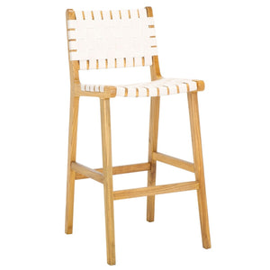 Safavieh Adah Leather Bar Stool White / Natural BST1014E