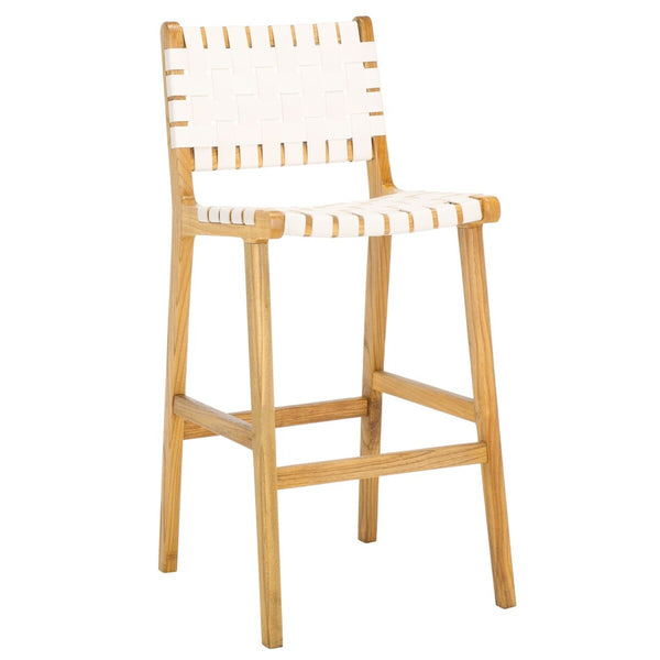Safavieh Adah Leather Bar Stool White / Natural BST1014E