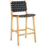 Safavieh Adah Leather Counter Stool Black / Natural BST1015F