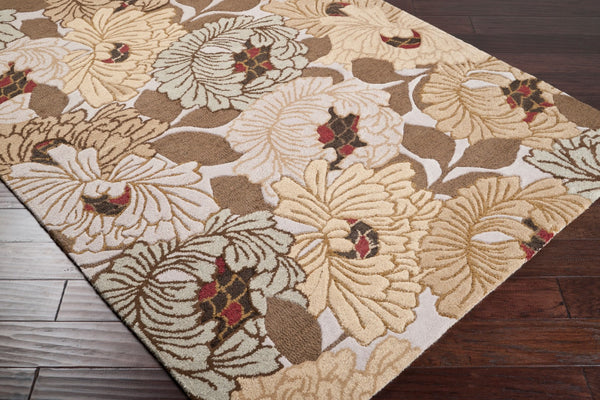 Surya Bombay Bst-512 8' X 8' Hand Tufted Nz Wool Rug - Modern Decor With Medium Pile & Limited Warranty Wheat Nz Wool Bst512-8sq