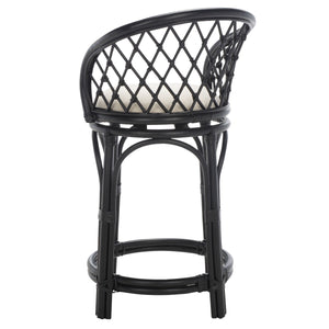 Safavieh Yuta Rattan Counter Stool W/ Cushion XII23 Black / White Rattan BST6504B