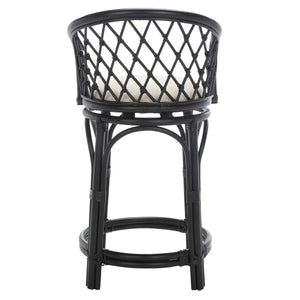Safavieh Yuta Rattan Counter Stool W/ Cushion XII23 Black / White Rattan BST6504B