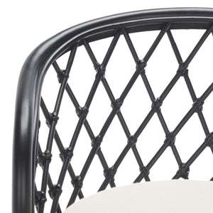 Safavieh Yuta Rattan Counter Stool W/ Cushion XII23 Black / White Rattan BST6504B