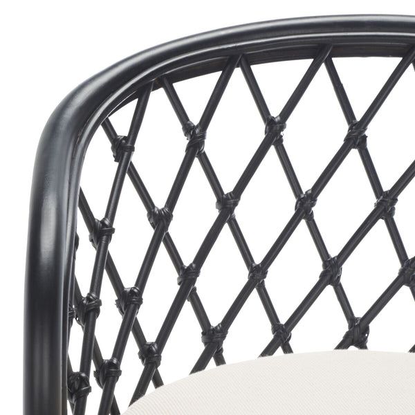 Safavieh Yuta Rattan Counter Stool W/ Cushion XII23 Black / White Rattan BST6504B