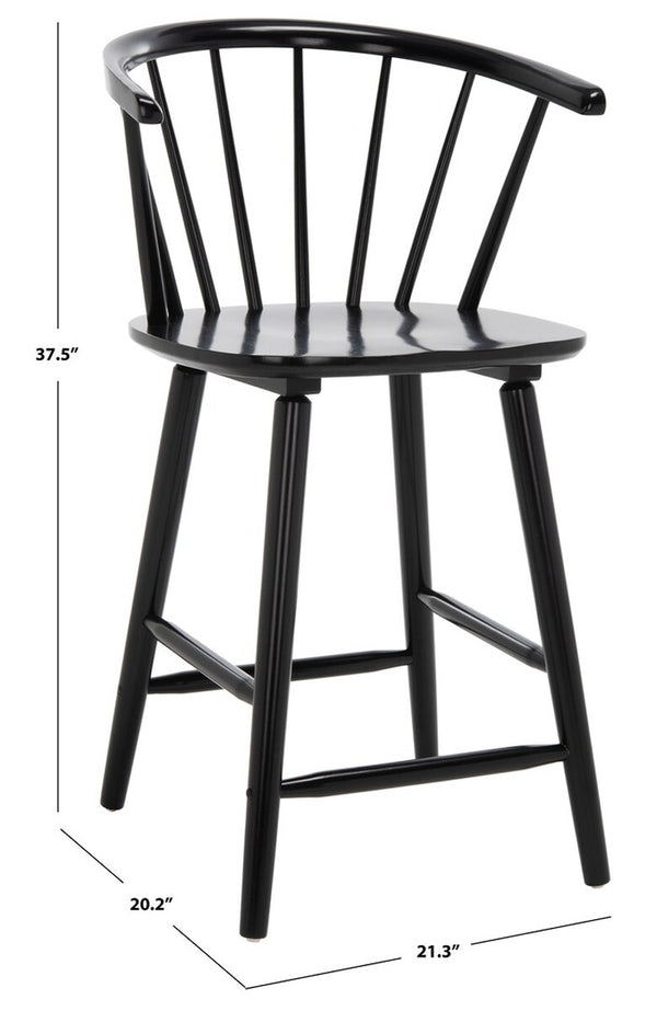 Safavieh Blanchard Counter Stool - Set of 2 XII23 Black Wood BST8506A-SET2