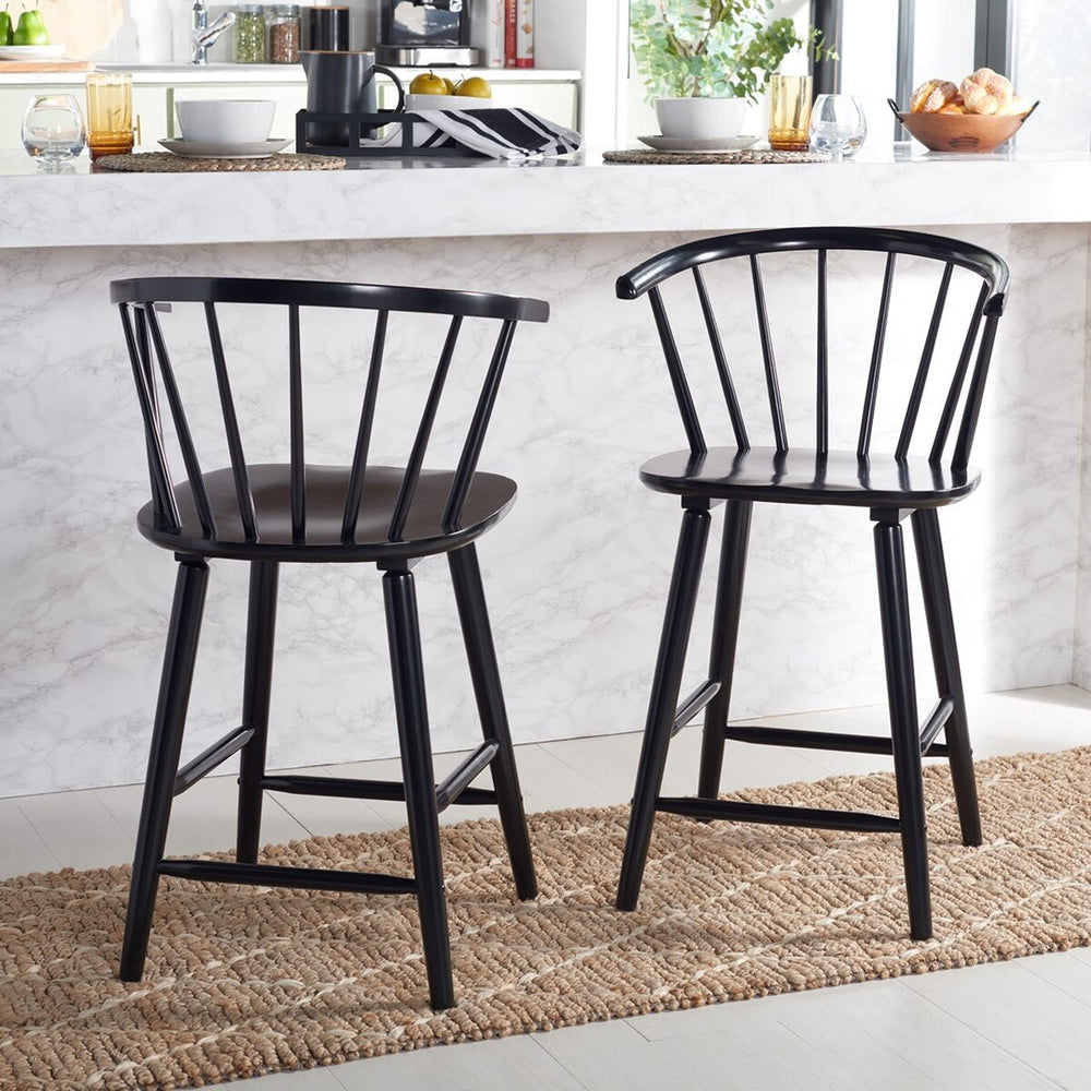 Safavieh Blanchard Counter Stool - Set of 2 XII23 Black Wood BST8506A-SET2