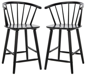 Safavieh Blanchard Counter Stool - Set of 2 XII23 Black Wood BST8506A-SET2