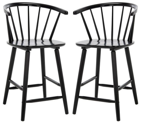Safavieh Blanchard Counter Stool - Set of 2 XII23 Black Wood BST8506A-SET2