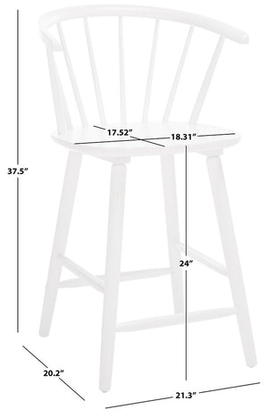 Safavieh Blanchard Counter Stool - Set of 2 XII23 White Wood BST8506B-SET2