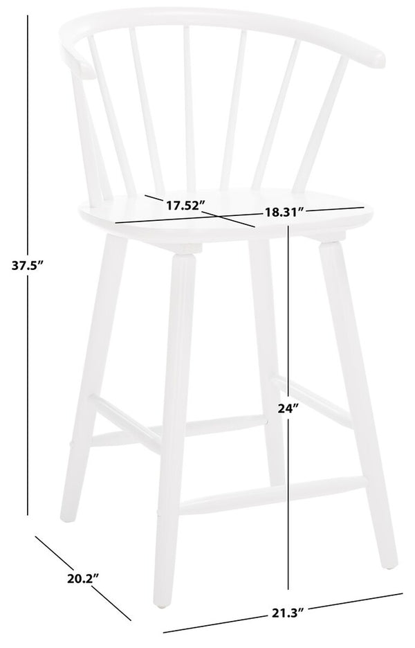 Safavieh Blanchard Counter Stool - Set of 2 XII23 White Wood BST8506B-SET2