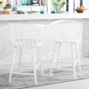 Safavieh Blanchard Counter Stool - Set of 2 XII23 White Wood BST8506B-SET2