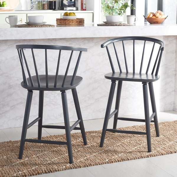 Safavieh Blanchard Counter Stool - Set of 2 XII23 Grey Wood BST8506C-SET2