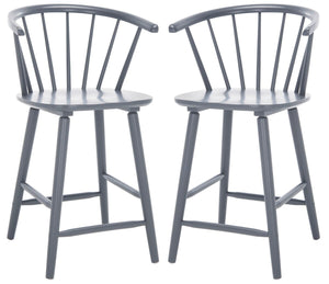 Safavieh Blanchard Counter Stool - Set of 2 XII23 Grey Wood BST8506C-SET2