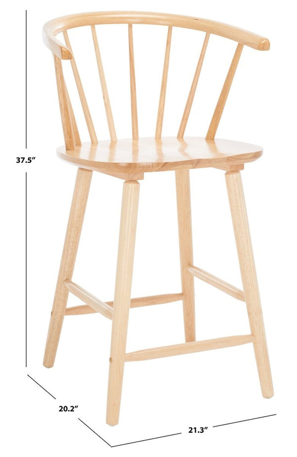 Safavieh Blanchard Counter Stool - Set of 2 XII23 Natural Wood BST8506D-SET2