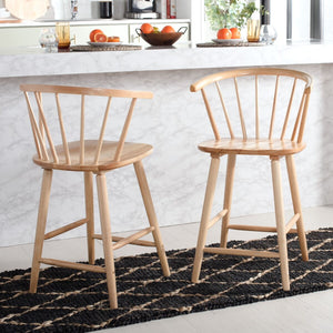 Safavieh Blanchard Counter Stool - Set of 2 XII23 Natural Wood BST8506D-SET2