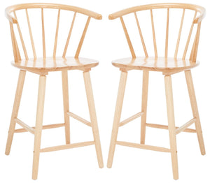 Safavieh Blanchard Counter Stool - Set of 2 XII23 Natural Wood BST8506D-SET2