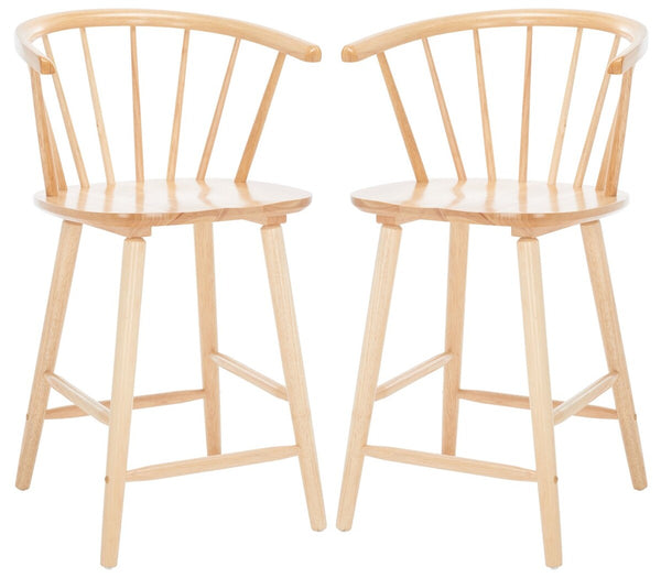Safavieh Blanchard Counter Stool - Set of 2 XII23 Natural Wood BST8506D-SET2