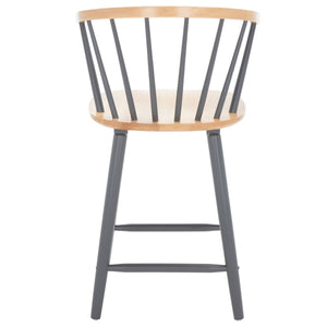 Safavieh Blanchard Counter Stool - Set of 2 XII23  Natural /Grey Wood BST8506E-SET2