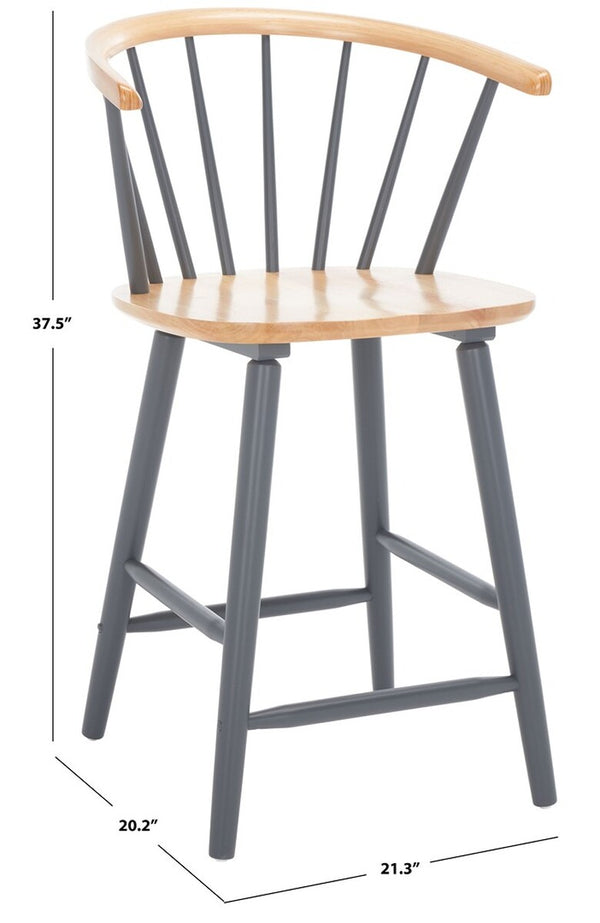 Safavieh Blanchard Counter Stool - Set of 2 XII23  Natural /Grey Wood BST8506E-SET2