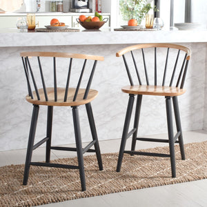 Safavieh Blanchard Counter Stool - Set of 2 XII23  Natural /Grey Wood BST8506E-SET2