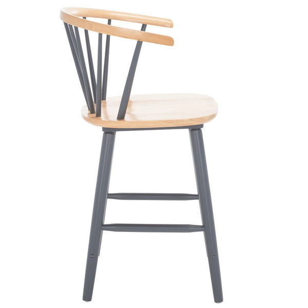 Safavieh Blanchard Counter Stool - Set of 2 XII23  Natural /Grey Wood BST8506E-SET2